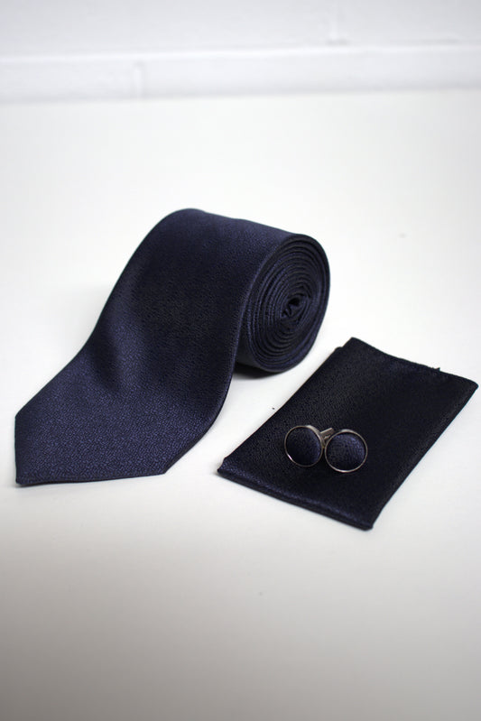 Dark Blue / Navy Textured Tie Set
